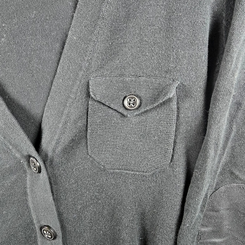 Banana Republic Women M Faux Leather Elbow Black Cardigan With Removable Belt - Picture 4 of 12